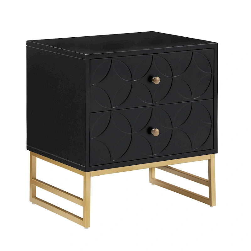 Arched Diamond 2-Drawer Gold Metal End Table