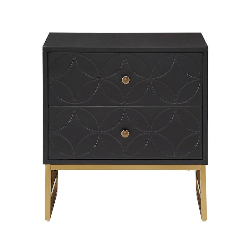 Arched Diamond 2-Drawer Gold Metal End Table