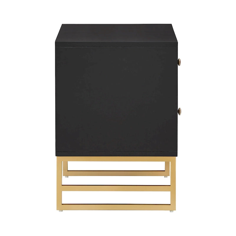 Arched Diamond 2-Drawer Gold Metal End Table