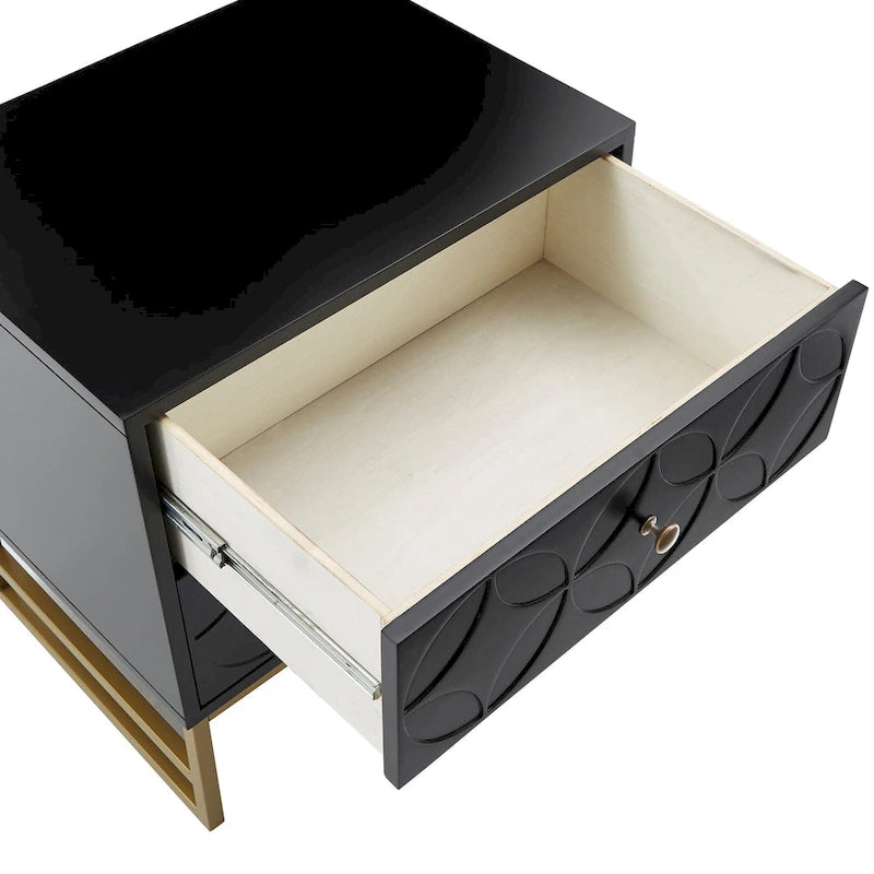 Arched Diamond 2-Drawer Gold Metal End Table