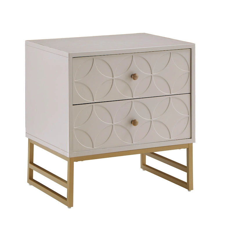 Arched Diamond 2-Drawer Gold Metal End Table