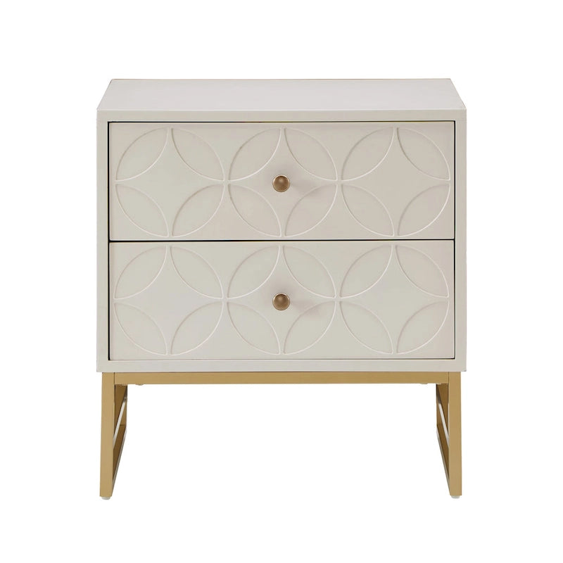Arched Diamond 2-Drawer Gold Metal End Table