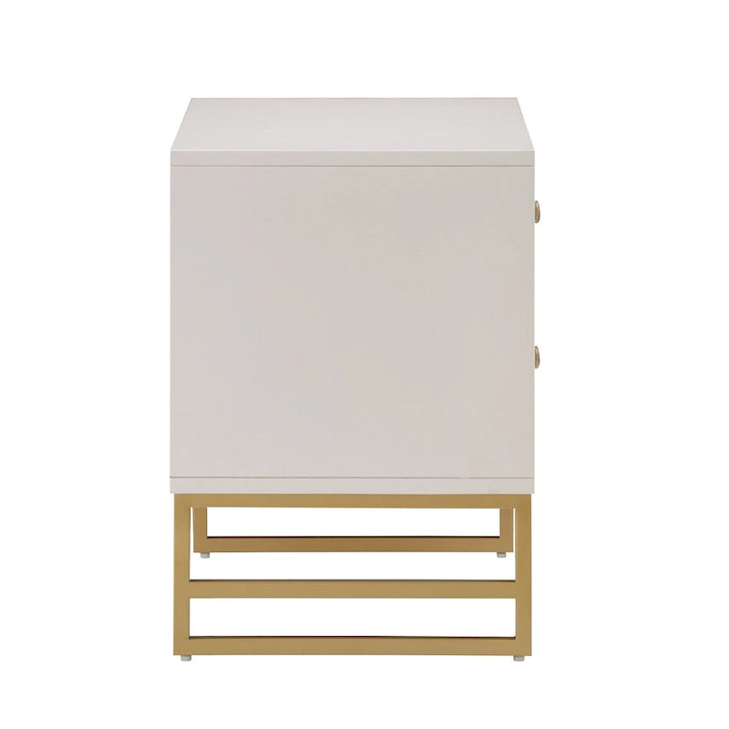 Arched Diamond 2-Drawer Gold Metal End Table