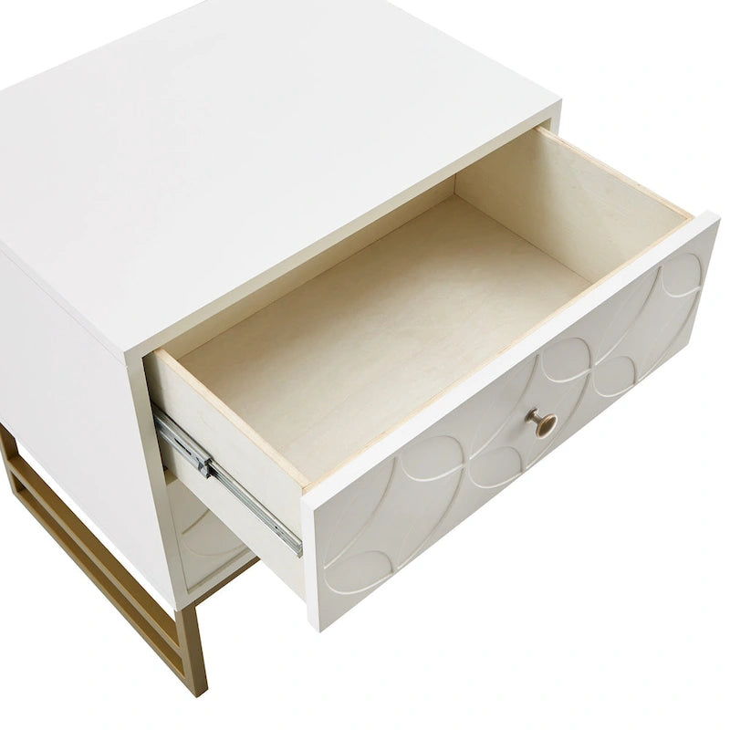 Arched Diamond 2-Drawer Gold Metal End Table