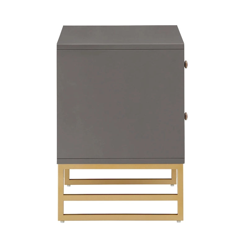 Arched Diamond 2-Drawer Gold Metal End Table