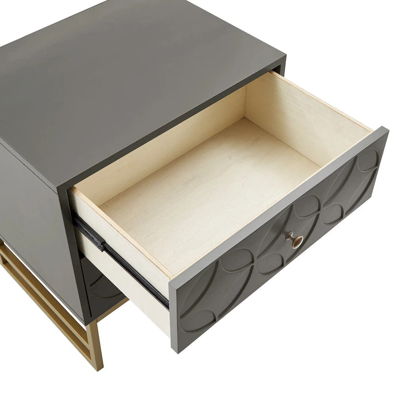 Arched Diamond 2-Drawer Gold Metal End Table