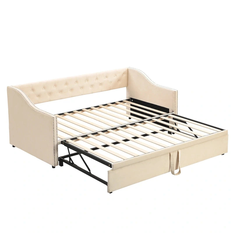 Twin Size Upholstered Daybed with Pop-Up Trundle