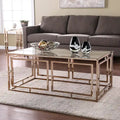 SEI Furniture Simons Rectangular Geometric Faux Marble Coffee Table