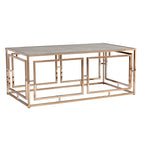 Rechteckiger Couchtisch mit Glasplatte in Marmoroptik