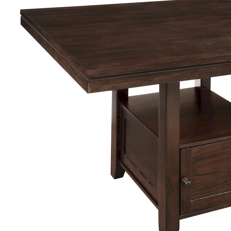 Counter Height Dining Table with Storage Pedestal Base