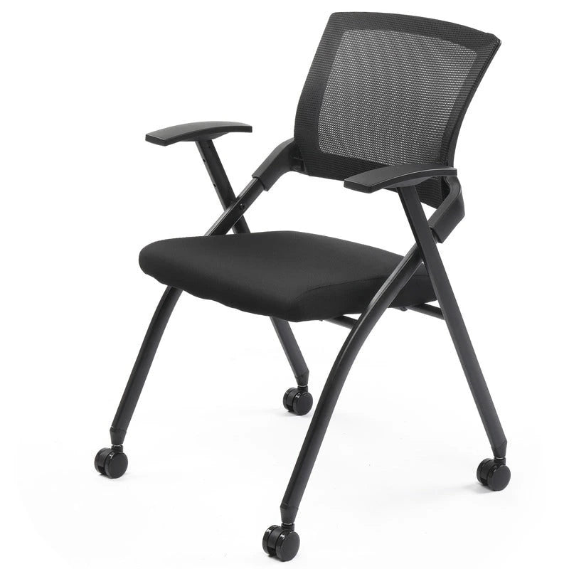 Stackable Folding Office Chair with Wheels and Mesh Back