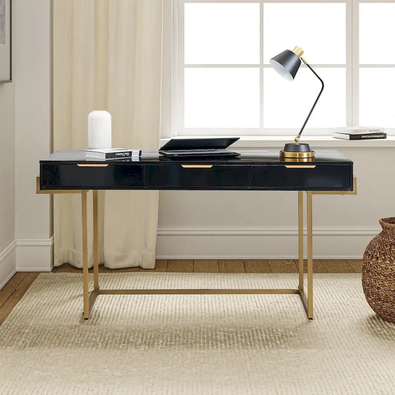 3-Drawer Desk with USB Ports and Outlet