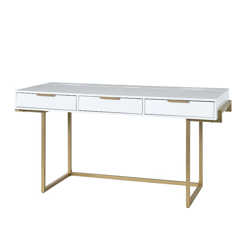 3-Drawer Desk with USB Ports and Outlet