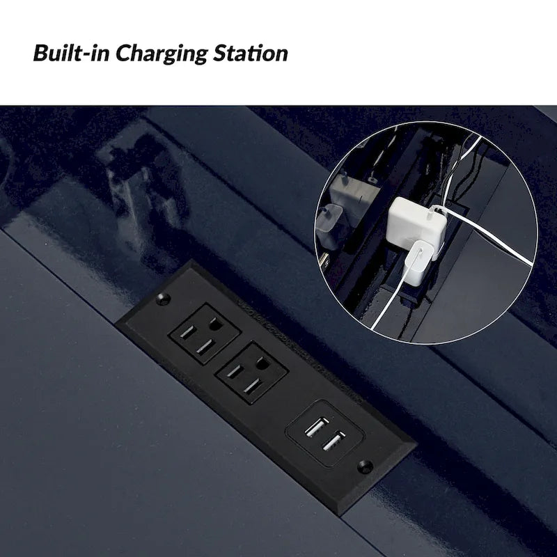 3-Drawer Desk with USB Ports and Outlet
