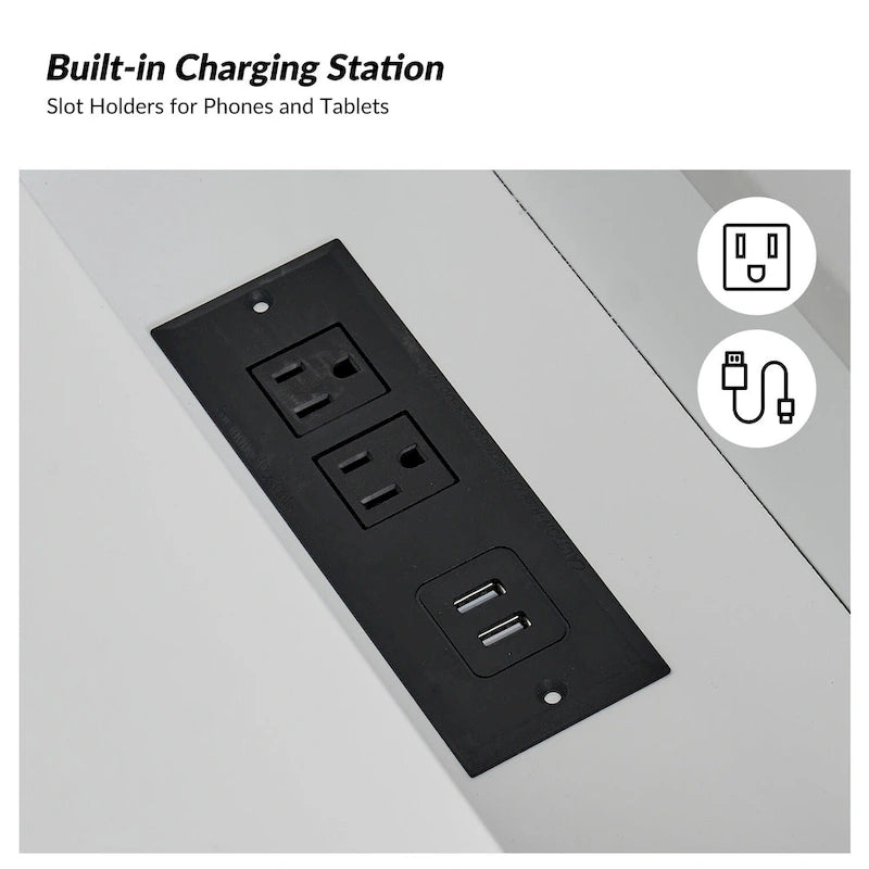 3-Drawer Desk with USB Ports and Outlet