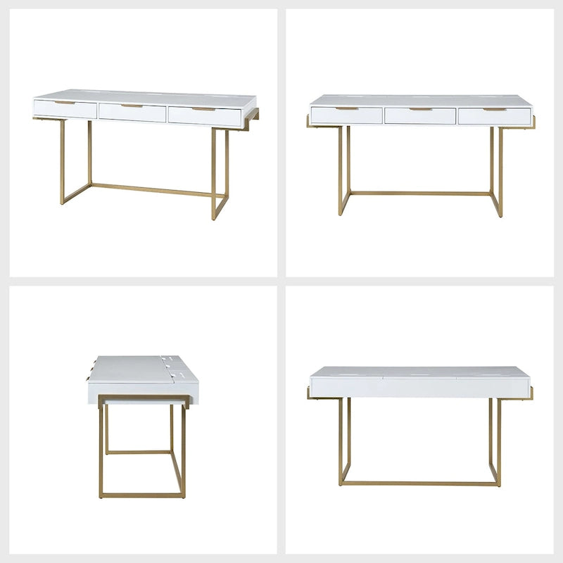 3-Drawer Desk with USB Ports and Outlet