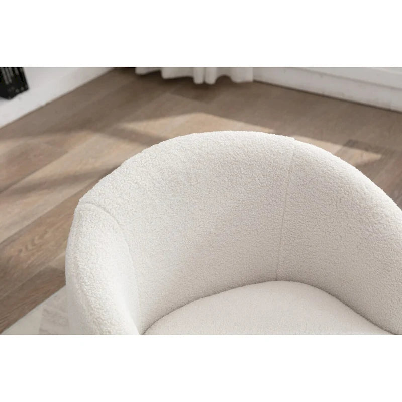 Teddy Fabric Swivel Accent Chair with Round Metal Base