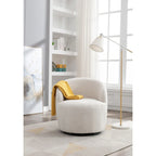 Teddy Fabric Swivel Accent Chair with Round Metal Base