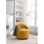 Teddy Fabric Swivel Accent Chair with Round Metal Base