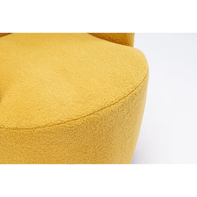 Teddy Fabric Swivel Accent Chair with Round Metal Base