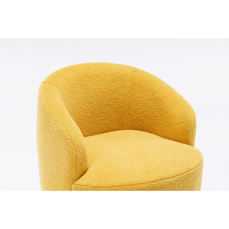 Teddy Fabric Swivel Accent Chair with Round Metal Base