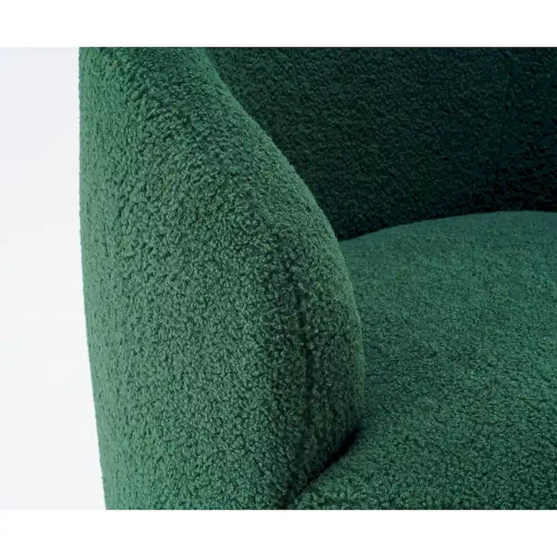 Teddy Fabric Swivel Accent Chair with Round Metal Base
