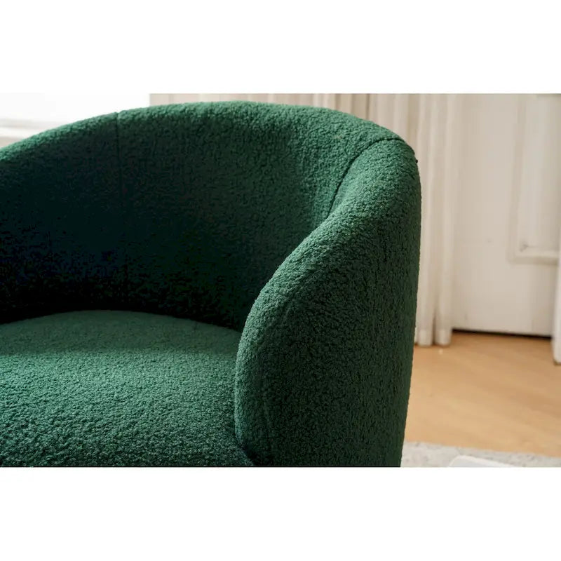 Teddy Fabric Swivel Accent Chair with Round Metal Base