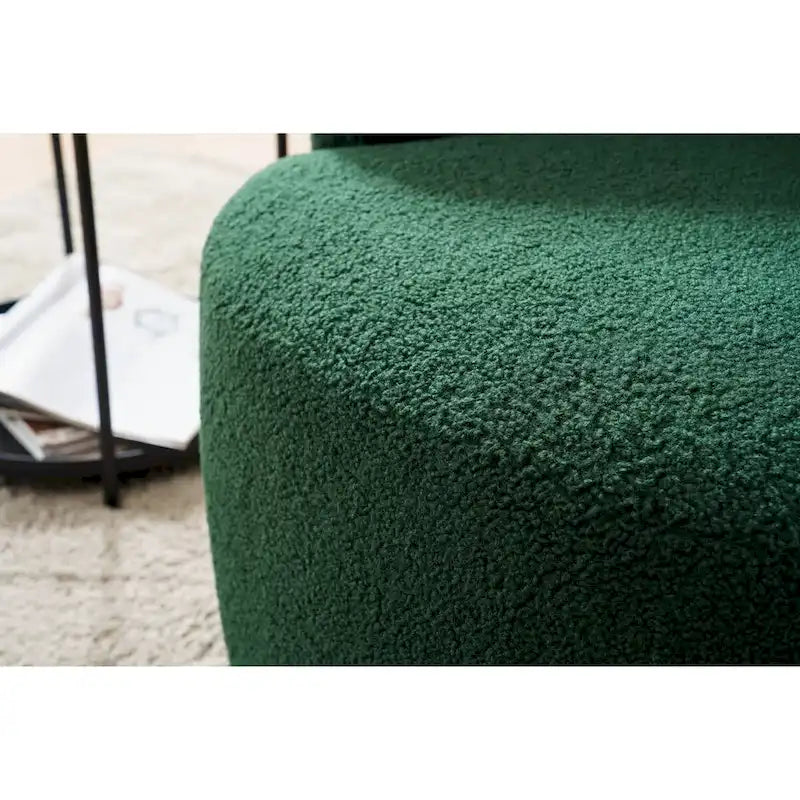 Teddy Fabric Swivel Accent Chair with Round Metal Base