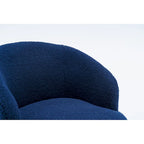 Teddy Fabric Swivel Accent Chair with Round Metal Base