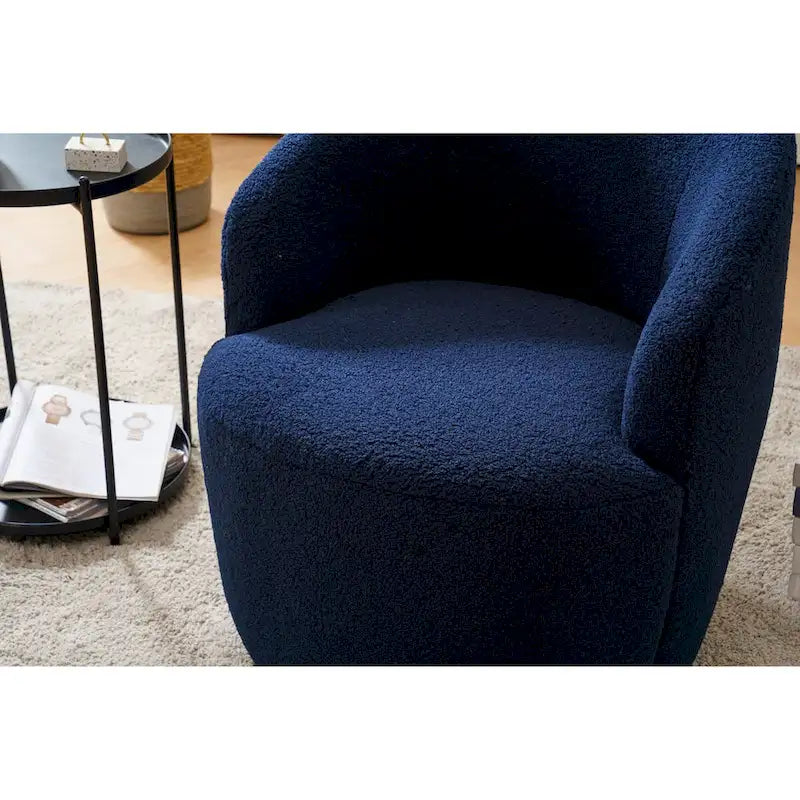 Teddy Fabric Swivel Accent Chair with Round Metal Base