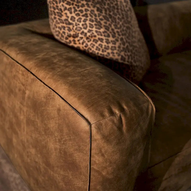 Tan Distressed Leather Sofa