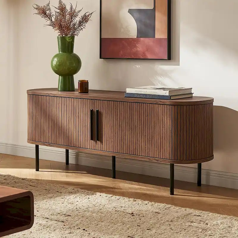 59" Tambour TV Stand with Fluted Entertainment Center