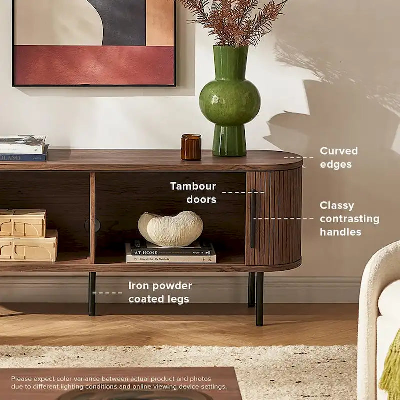 TV-Ständer mit Lamellen-Entertainment-Center, 59"