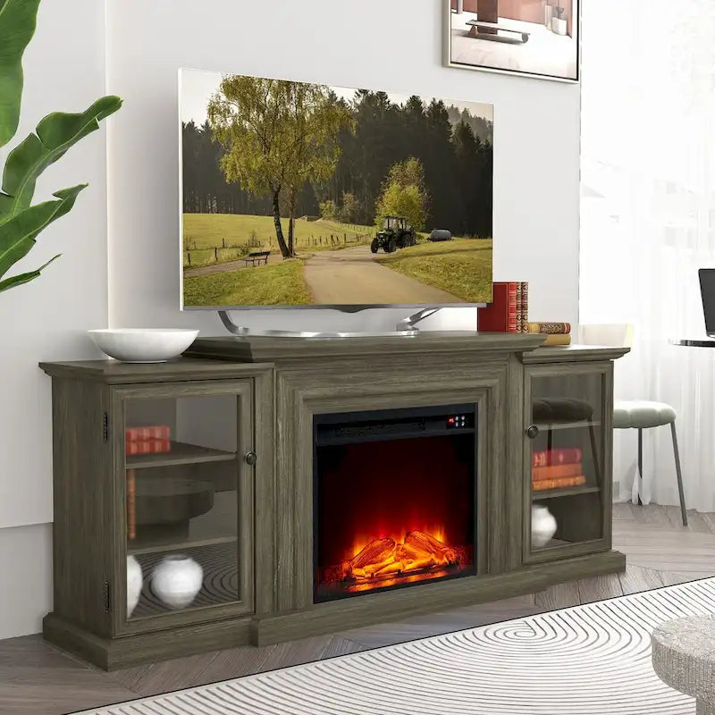 TV Stand with Electric Fireplace - Fits TVs up to 70 inches - 71W x 30H x 15.5D