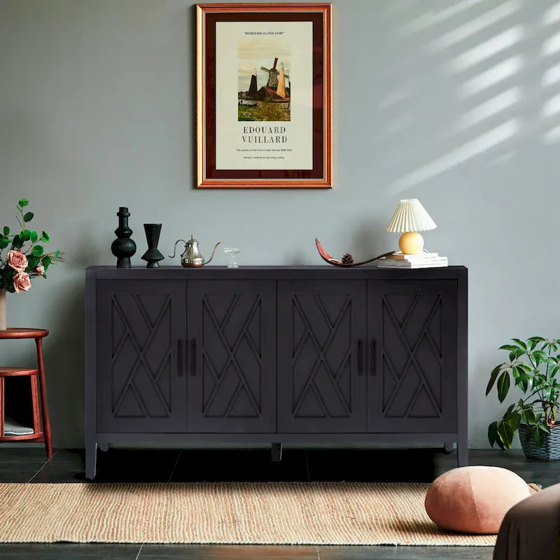 4-Door Wooden Storage Sideboard Cabinet