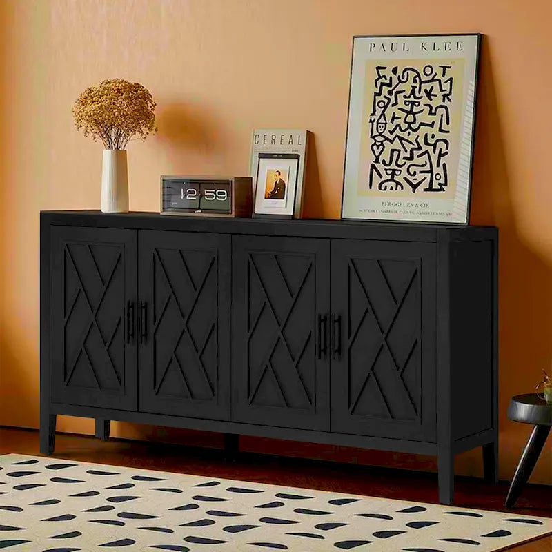 4-Door Wooden Storage Sideboard Cabinet