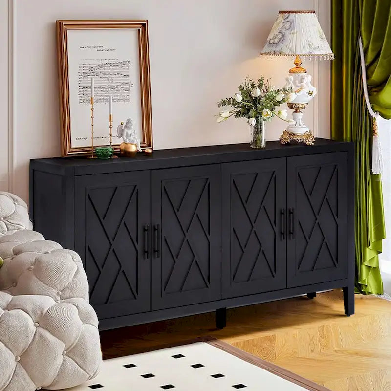 4-Door Wooden Storage Sideboard Cabinet