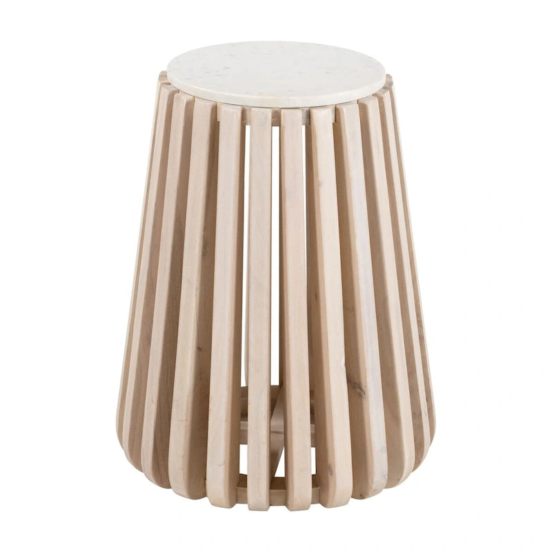 Marble Top Side Table with Wood Frame