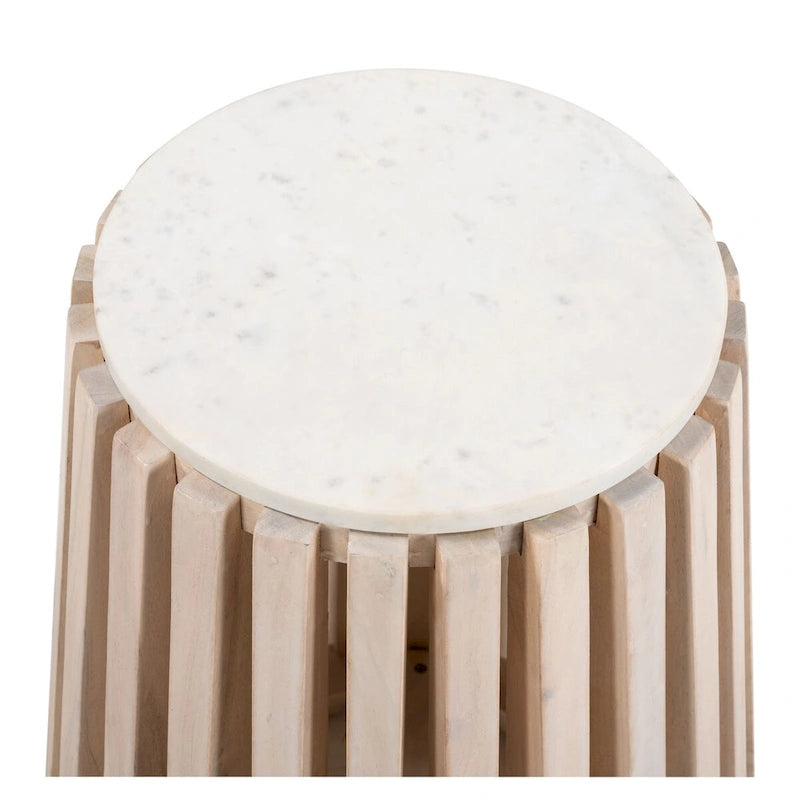 Marble Top Side Table with Wood Frame