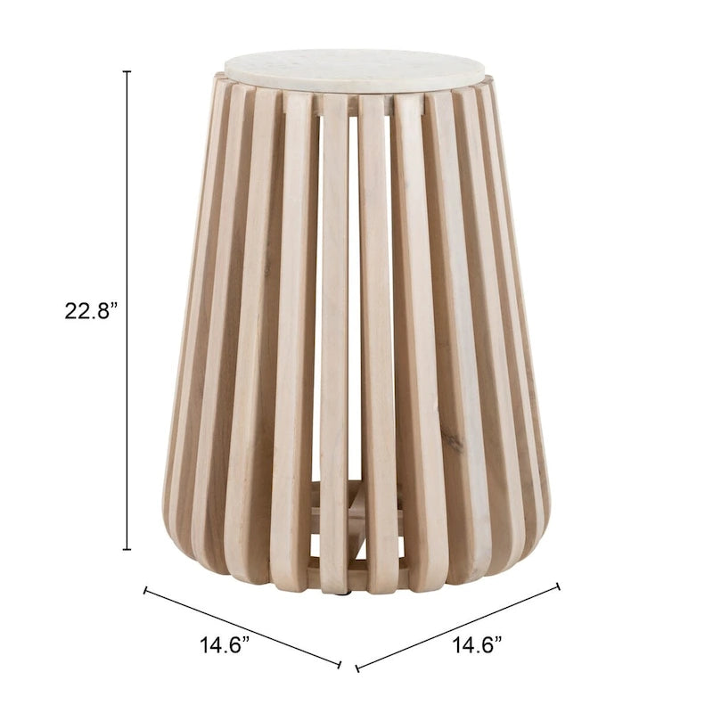 Marble Top Side Table with Wood Frame