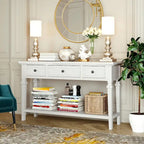 Console Table with 3 Drawers and Bottom Shelf