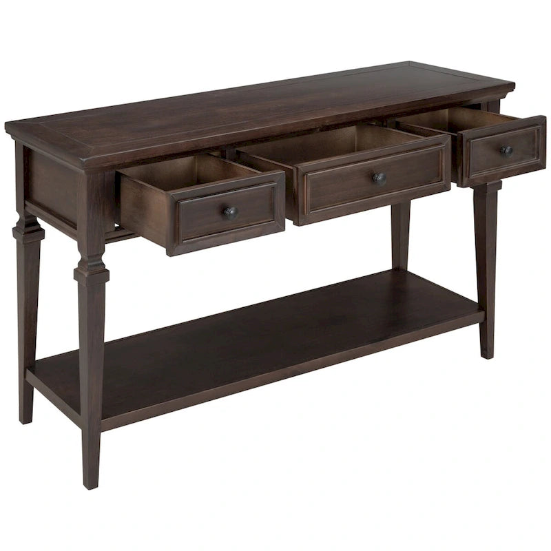 Console Table with 3 Drawers and Bottom Shelf