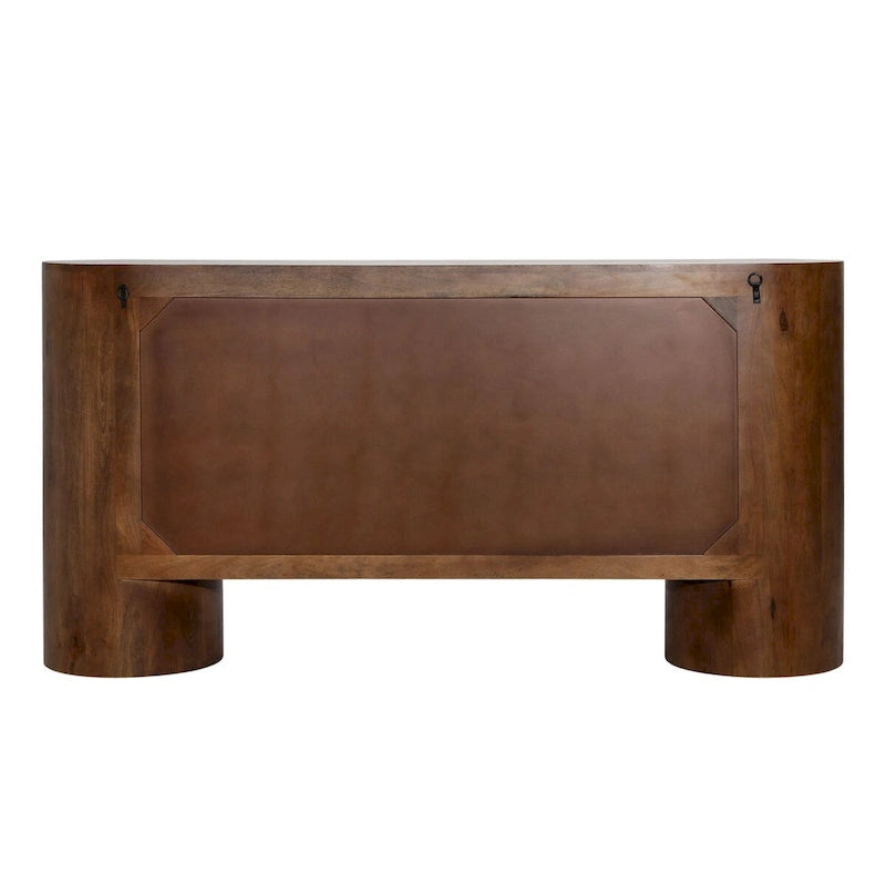 67-Inch Mango Wood Sideboard with Metal Frame, Medium Brown
